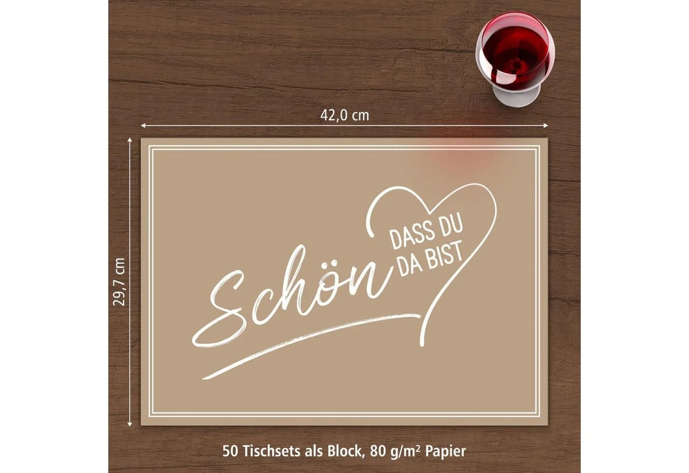 itenga Platzset DIN A3 Motiv "Schön dass du da bist" Beige
