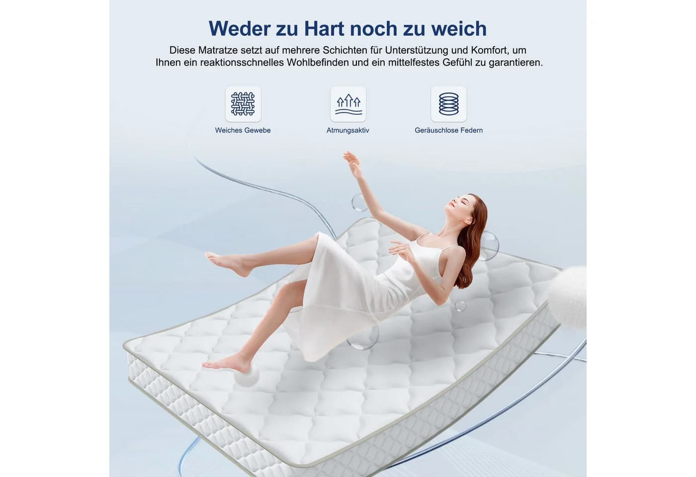 Lexzurn Taschenfederkernmatratze 7-Zonen Orthopädisch Weiss - Bild 4