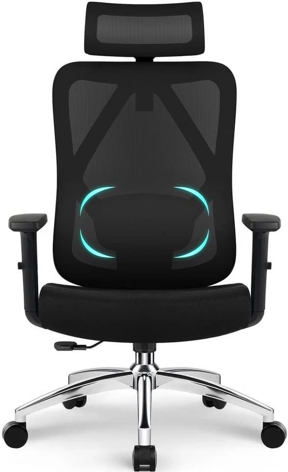 Lexzurn Ergonomischer Bürostuhl Schwarz mit Lendenstütze und Wippfunktion - Bild 2