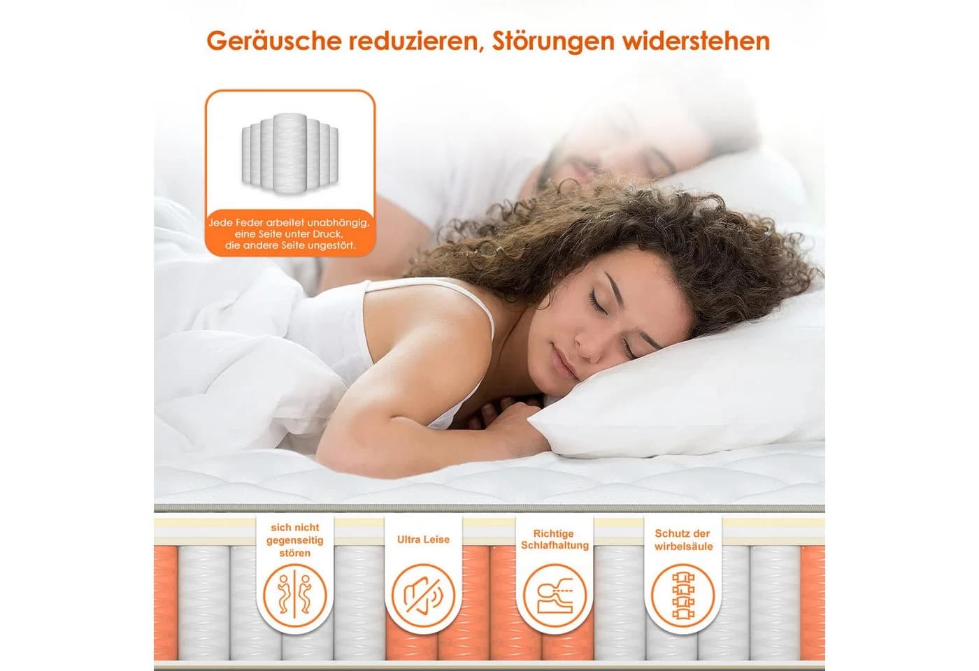 Lexzurn Taschenfederkernmatratze 7-Zonen Orthopädische Matratze - Bild 4