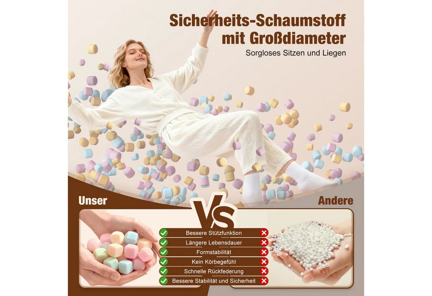 Lexzurn Sitzsack mit Hocker Memory-Schaum-Füllung - Bild 3