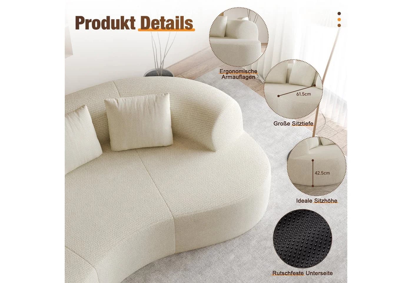 Lexzurn Sofa Schlafsofa Bella Cord Sofa Bettfunktion - Bild 3