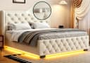 Lexzurn Polsterbett 140x200 Samt mit LED & Stauraum Bild 2