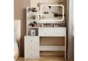 Lexzurn Schminktisch mit LED-Spiegel, 4 Schubladen, 6 Fächer, weiß/schwarz Bild 2