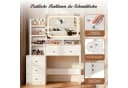 Lexzurn Schminktisch mit LED-Spiegel, 4 Schubladen, 6 Fächer, weiß/schwarz Bild 5