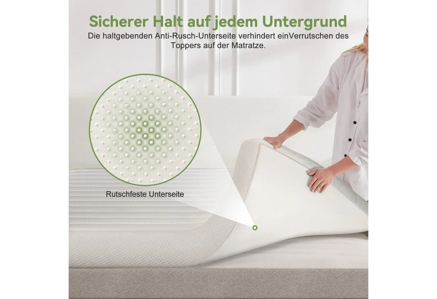 Lexzurn Memory-Schaum Topper mit Wellenstruktur und rutschfester Unterseite