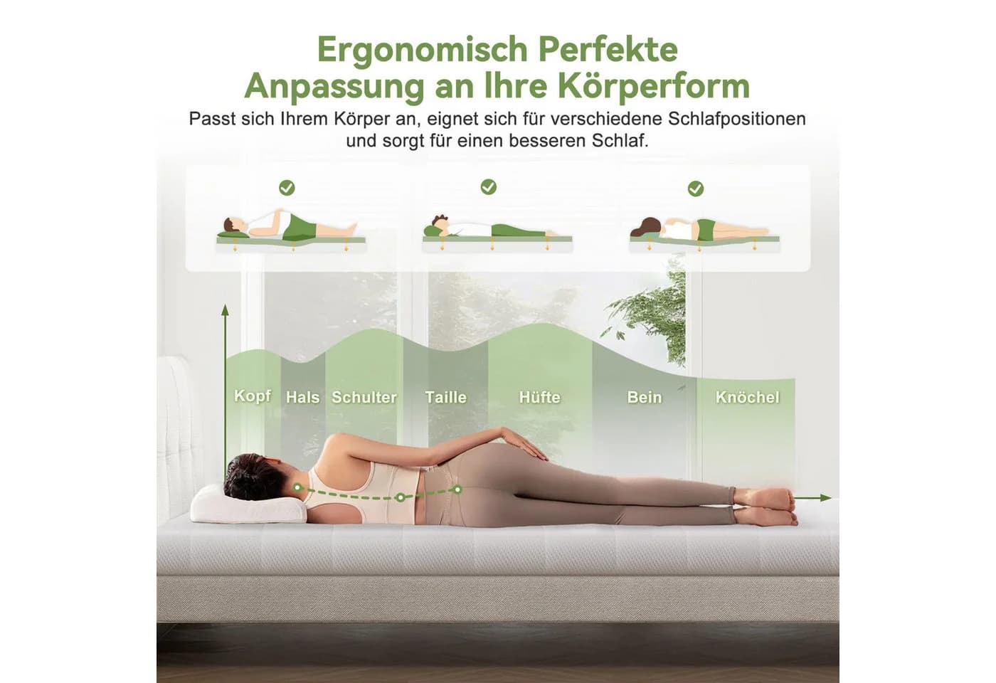 Lexzurn Memory-Schaum Topper mit Wellenstruktur und rutschfester Unterseite - Bild 3
