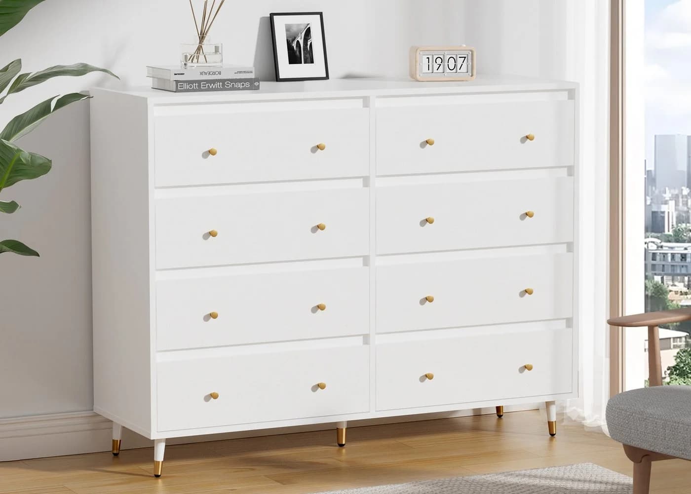 Lexzurn Kommode Weiß mit 3/5/6/8 Schubladen Moderner Schubladenschrank - Bild 2