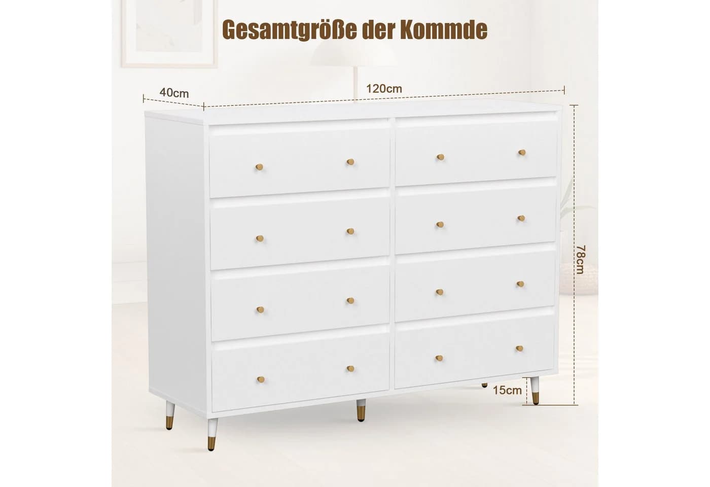 Lexzurn Kommode Weiß mit 3/5/6/8 Schubladen Moderner Schubladenschrank - Bild 5