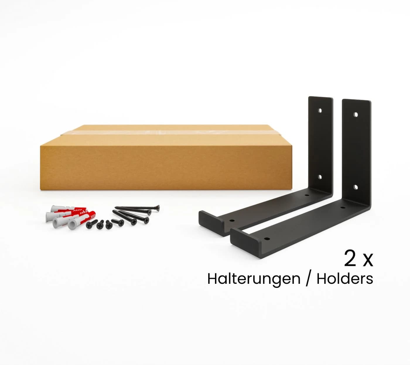 HEVVA Wandregalhalter Set 2x L-förmig Schwarz 10-30 cm