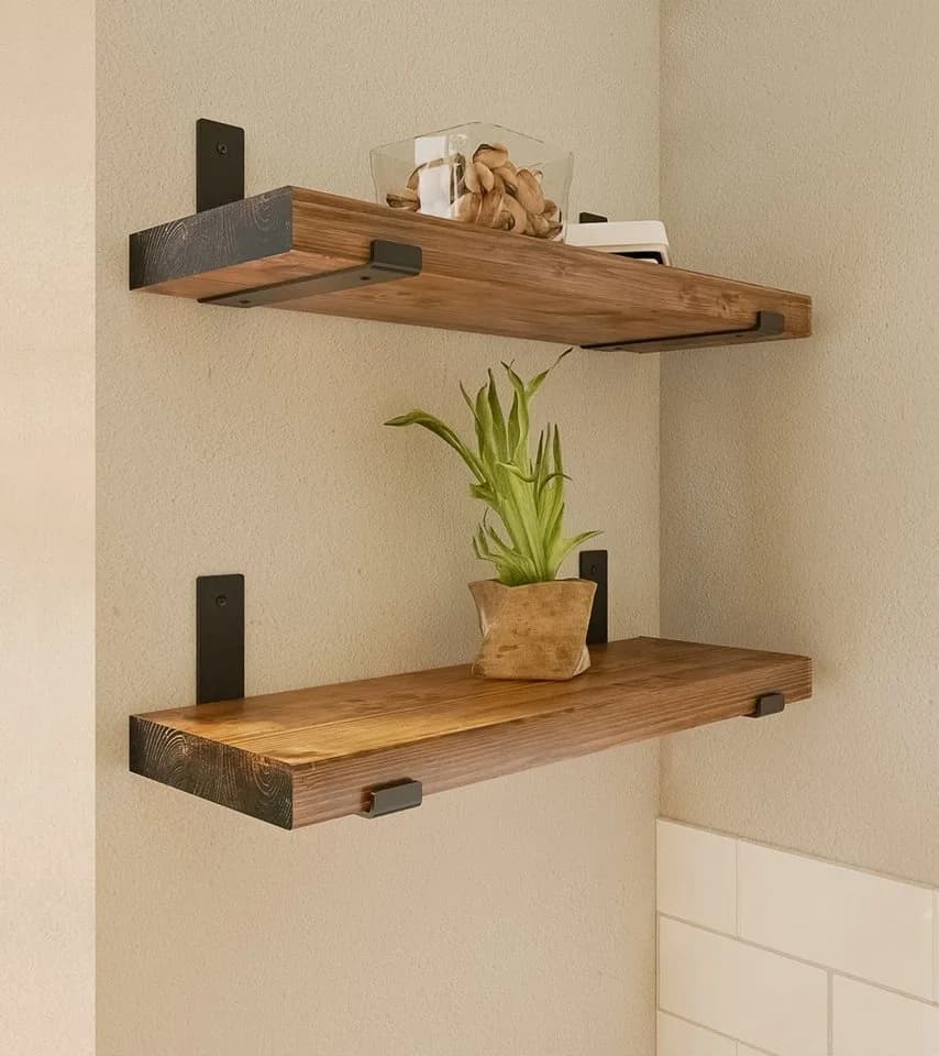 HEVVA Wandregalhalter Set 2x L-förmig Schwarz 10-30 cm - Bild 5