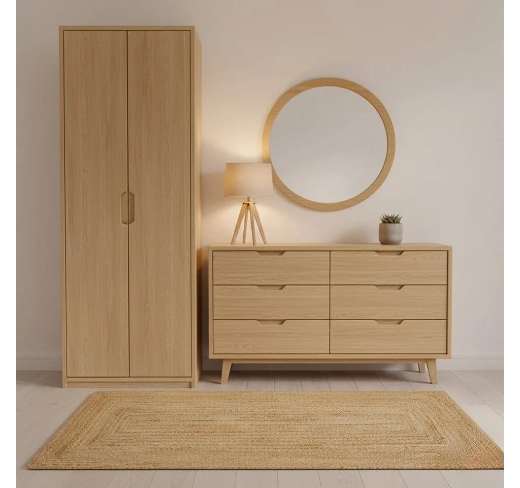 Elegant Floors Rechteckiger Jute Teppich Natur Handgefertigt Boho