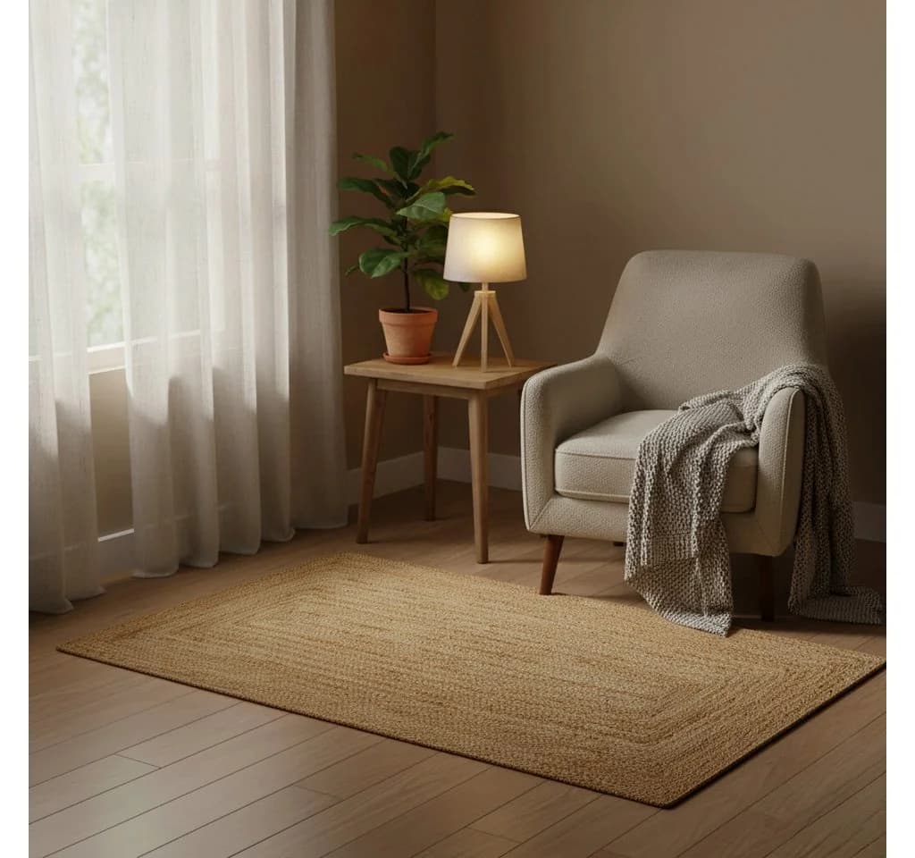 Elegant Floors Rechteckiger Jute Teppich Natur Handgefertigt Boho - Bild 4
