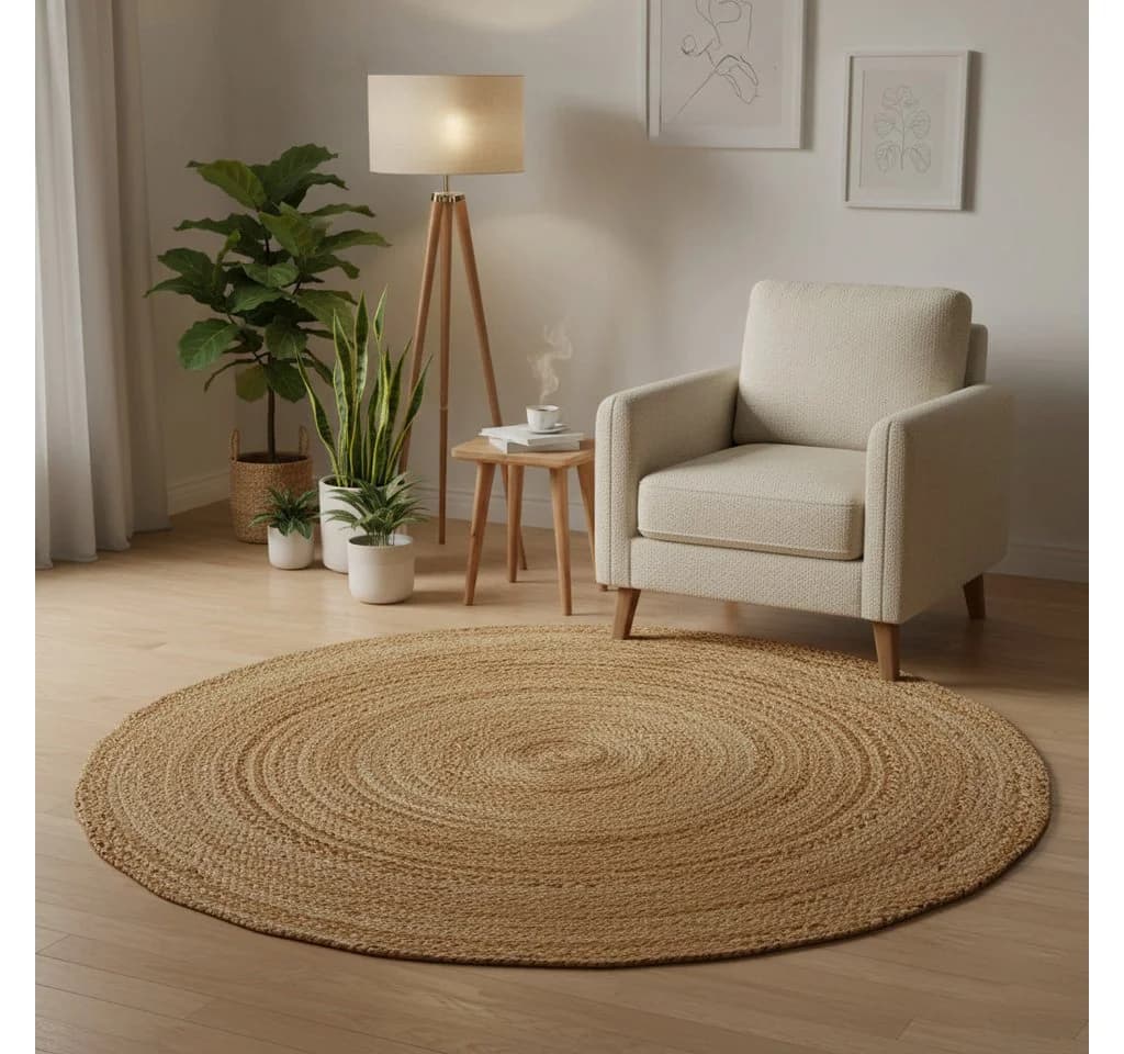 Elegant Floors Runder Jute Teppich Natur Handgefertigt Boho - Bild 2