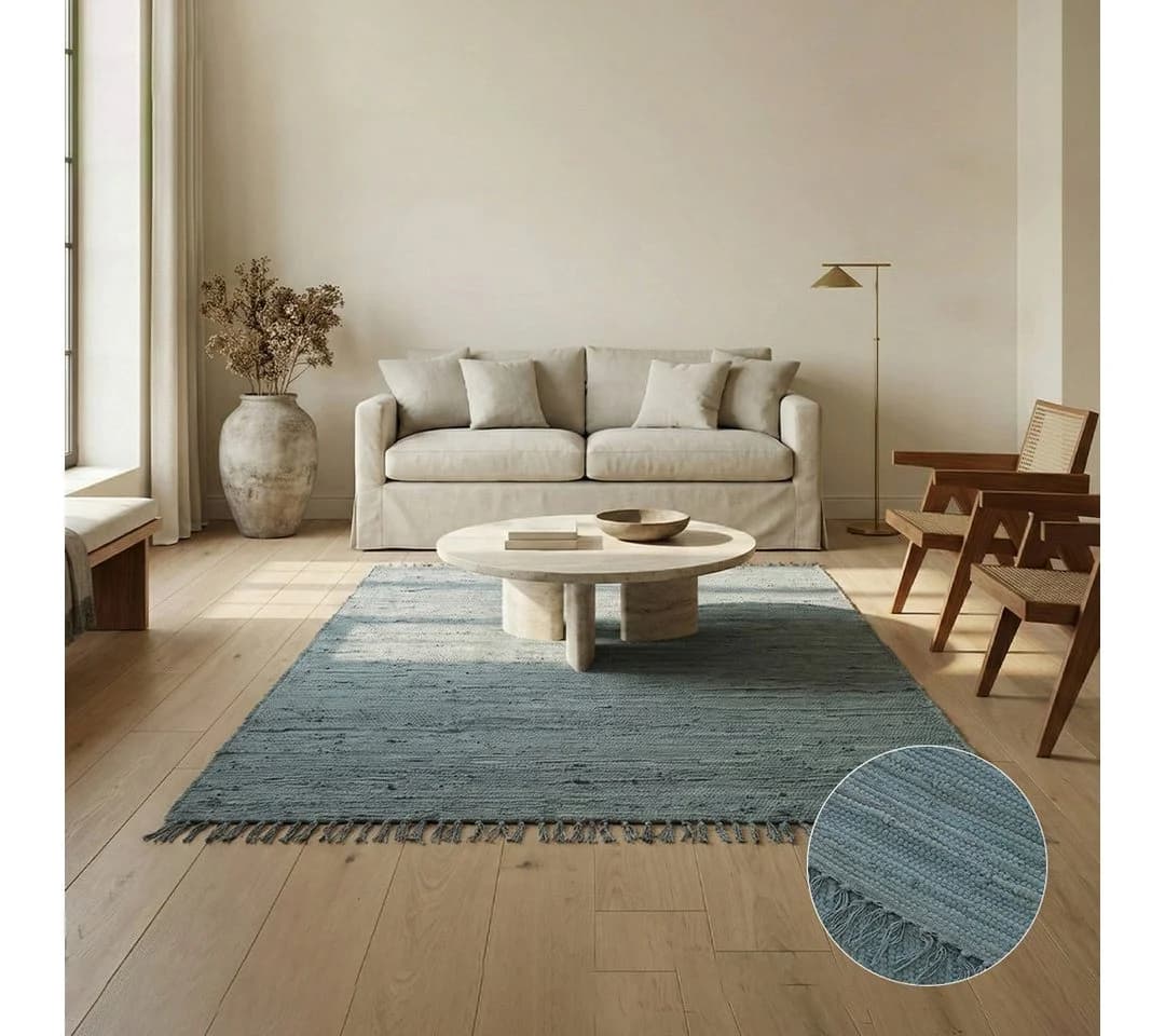 Elegant Floors Chindi Teppich Lila Baumwolle Handgewebt