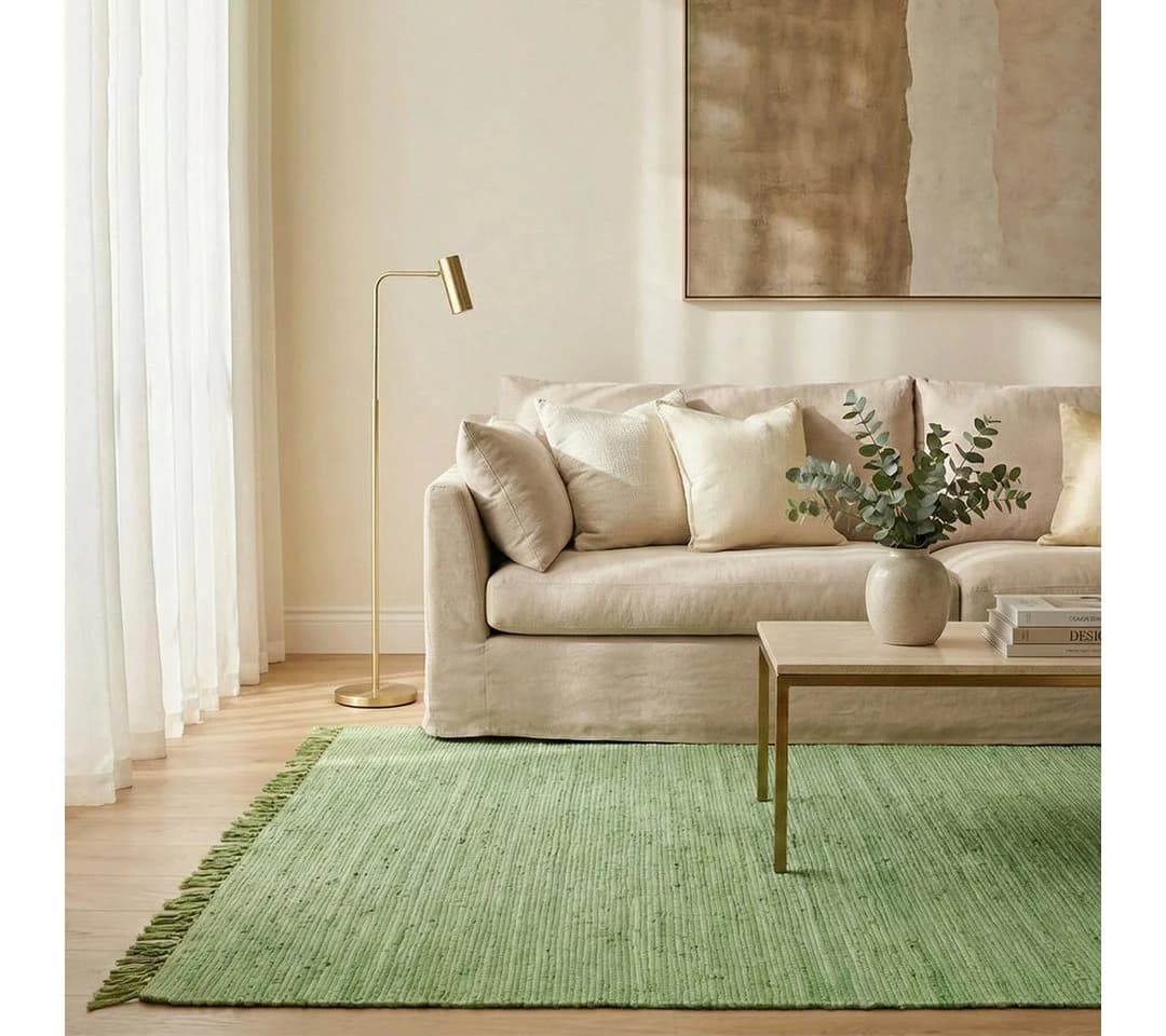 Elegant Floors Chindi Teppich Grün Handgewebt Baumwolle