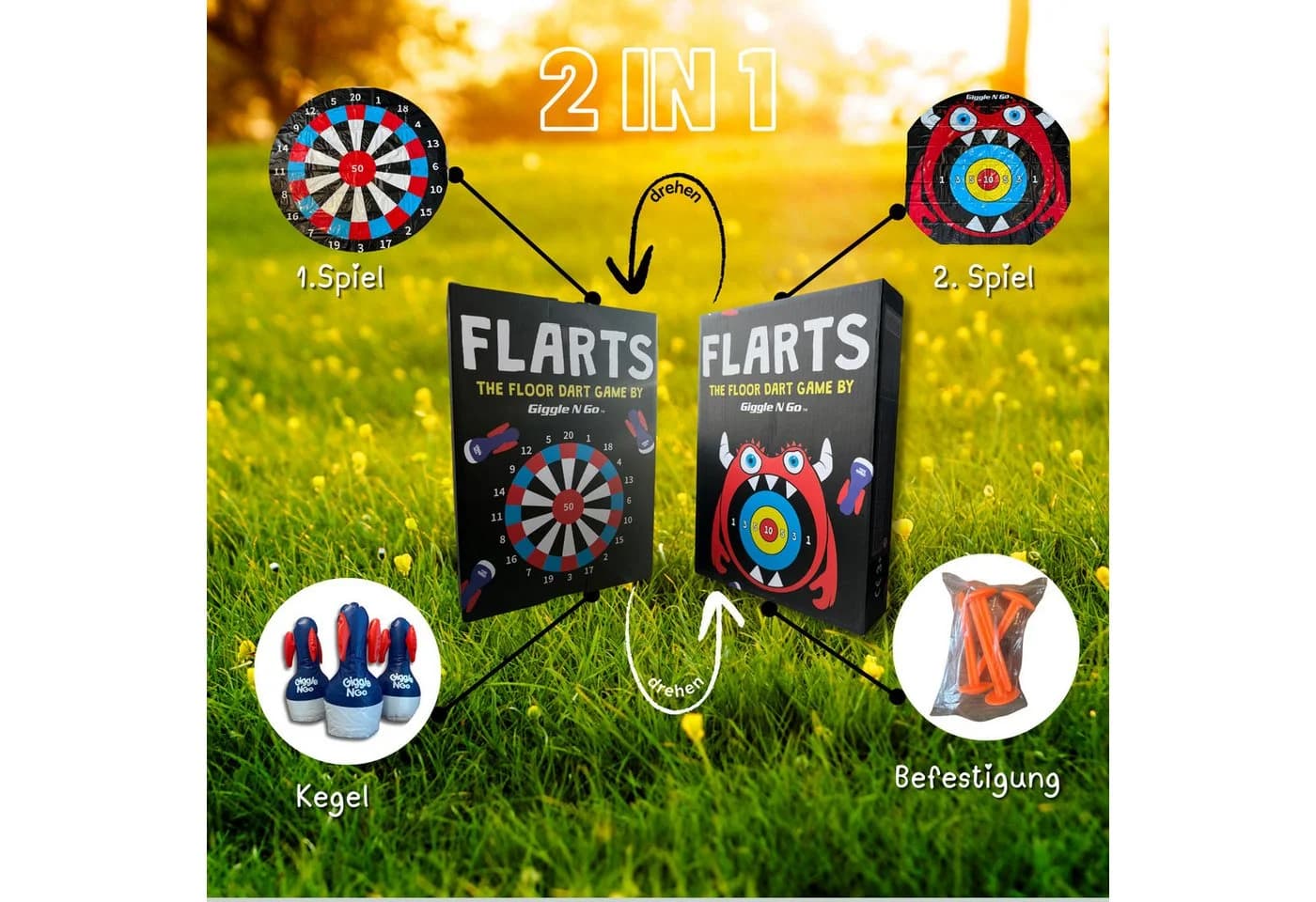 PEGSEN Outdoor Wurfspiel Rasen Dartspiel UV-beständig - Bild 4