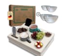 PEGSEN Couchtablett Set 5-tlg. mit 4 Glasschalen & Deckel als Tablett Bild 2