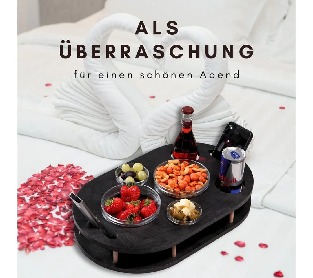 PEGSEN Couchbar Snackbox aus Birkenholz mit 4 Glasschalen - Bild 3