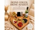 PEGSEN Servierplatte Couchbar Snackbox Herz mit 4 Glasschalen, Birkenholz Bild 1