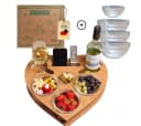 PEGSEN Servierplatte Couchbar Snackbox Herz mit 4 Glasschalen, Birkenholz Bild 2