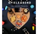 PEGSEN Servierplatte Couchbar Snackbox Herz mit 4 Glasschalen, Birkenholz Bild 5
