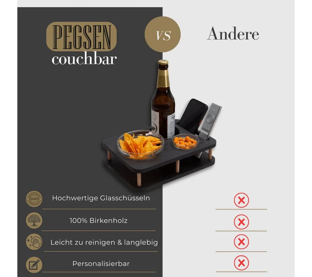 PEGSEN YOLO Servierplatte Couchbar mit Glasschalen - Bild 4