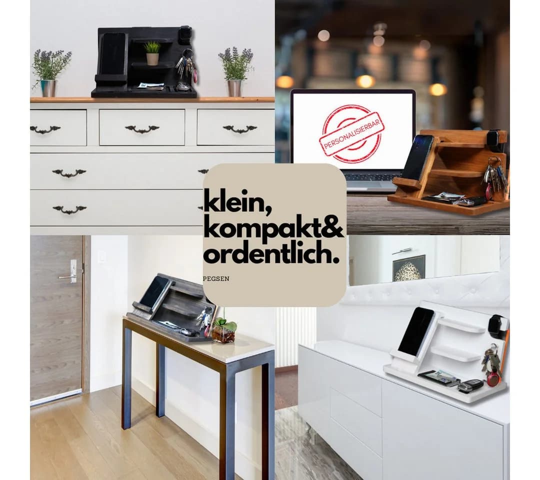 PEGSEN Nachttisch Organizer Schreibtisch Aufbewahrung Holz - Bild 5