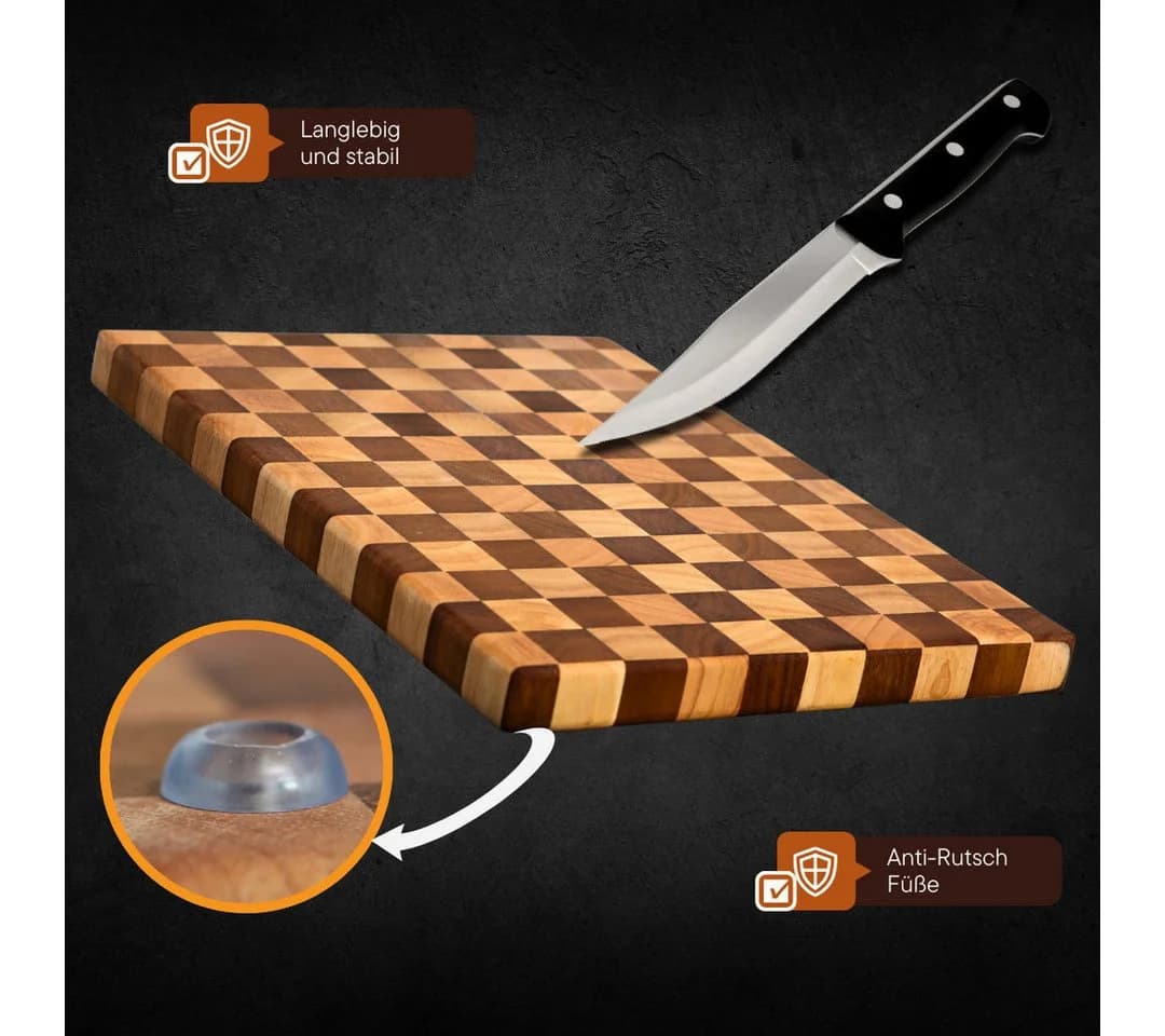 PEGSEN Schneidebrett Premium 40x30x3cm Akazie Hevea