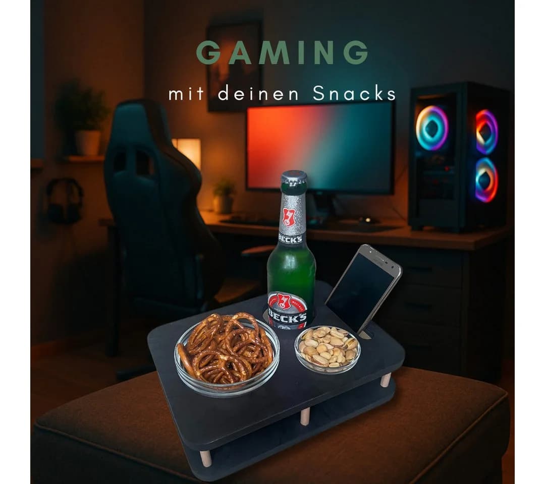 PEGSEN Couchbar YOLO mit 2 Glasschalen, Multiplex Birkenholz Schwarz - Bild 5