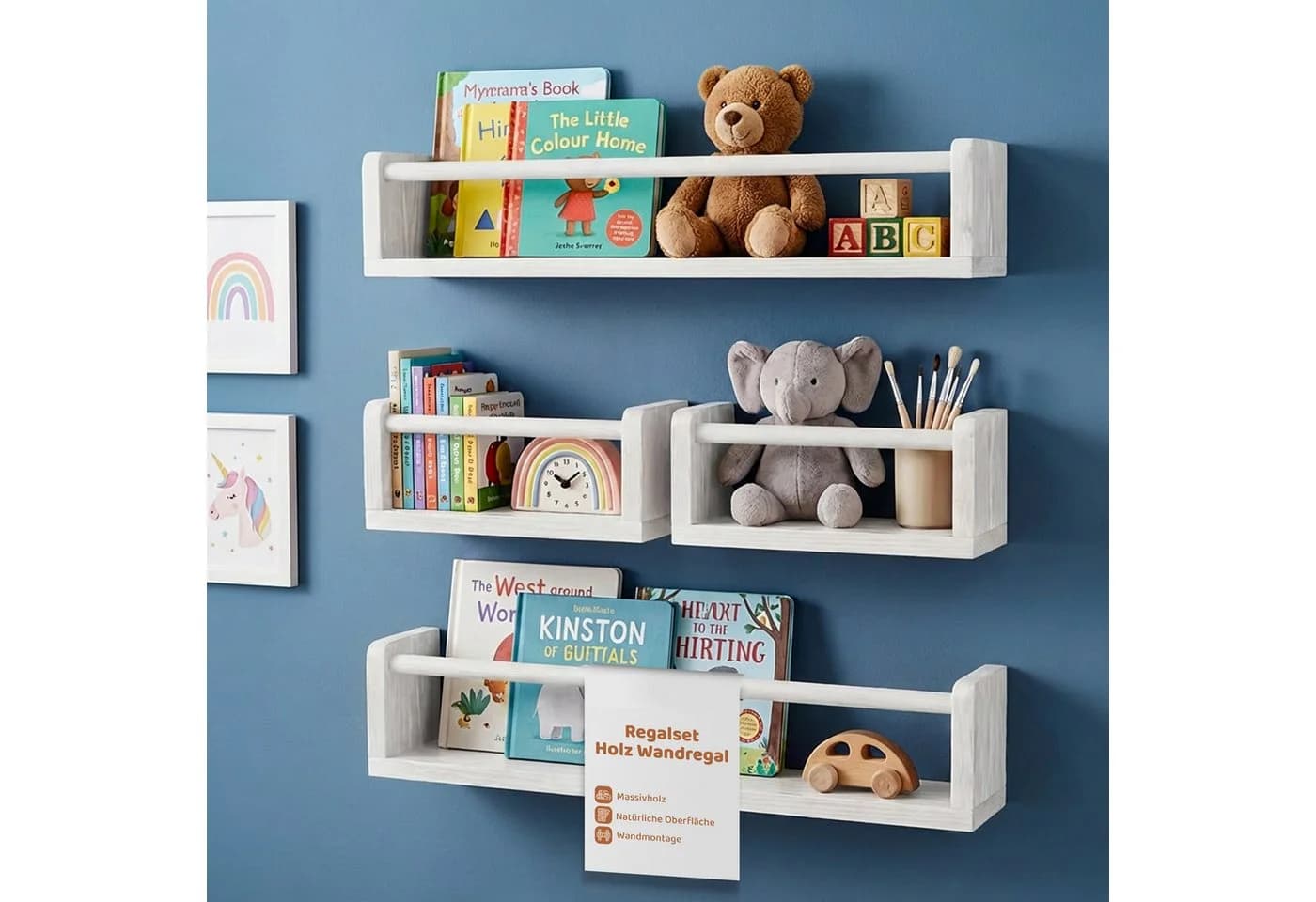 PEGSEN Deko-Wandregal Echtholz Kinderzimmer 4-tlg. - Bild 2