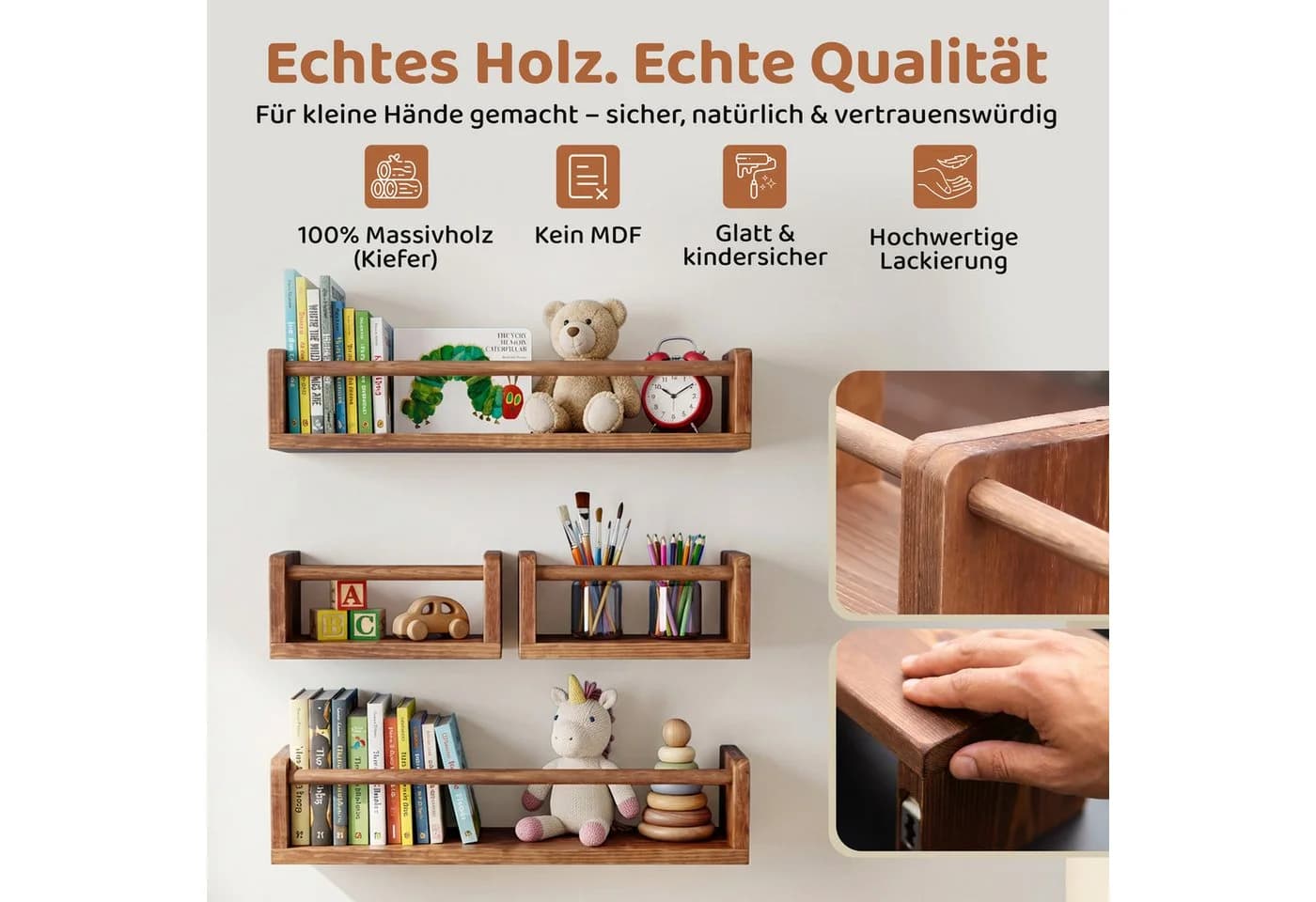 PEGSEN Deko-Wandregal Echtholz Kinderzimmer 4-tlg. - Bild 4