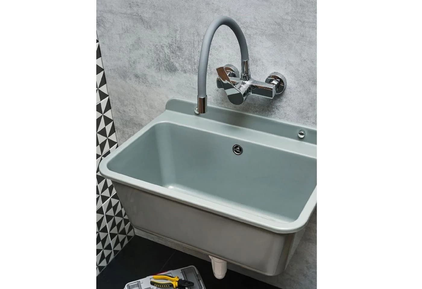 QLS Küchenspüle LARGE Kunststoff-Spülbecken Grau - Bild 5