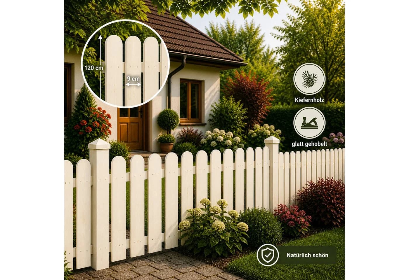 QLS Zaunlatte 120 cm Kiefer Fichte Gehobelt Gartenzaun - Bild 2