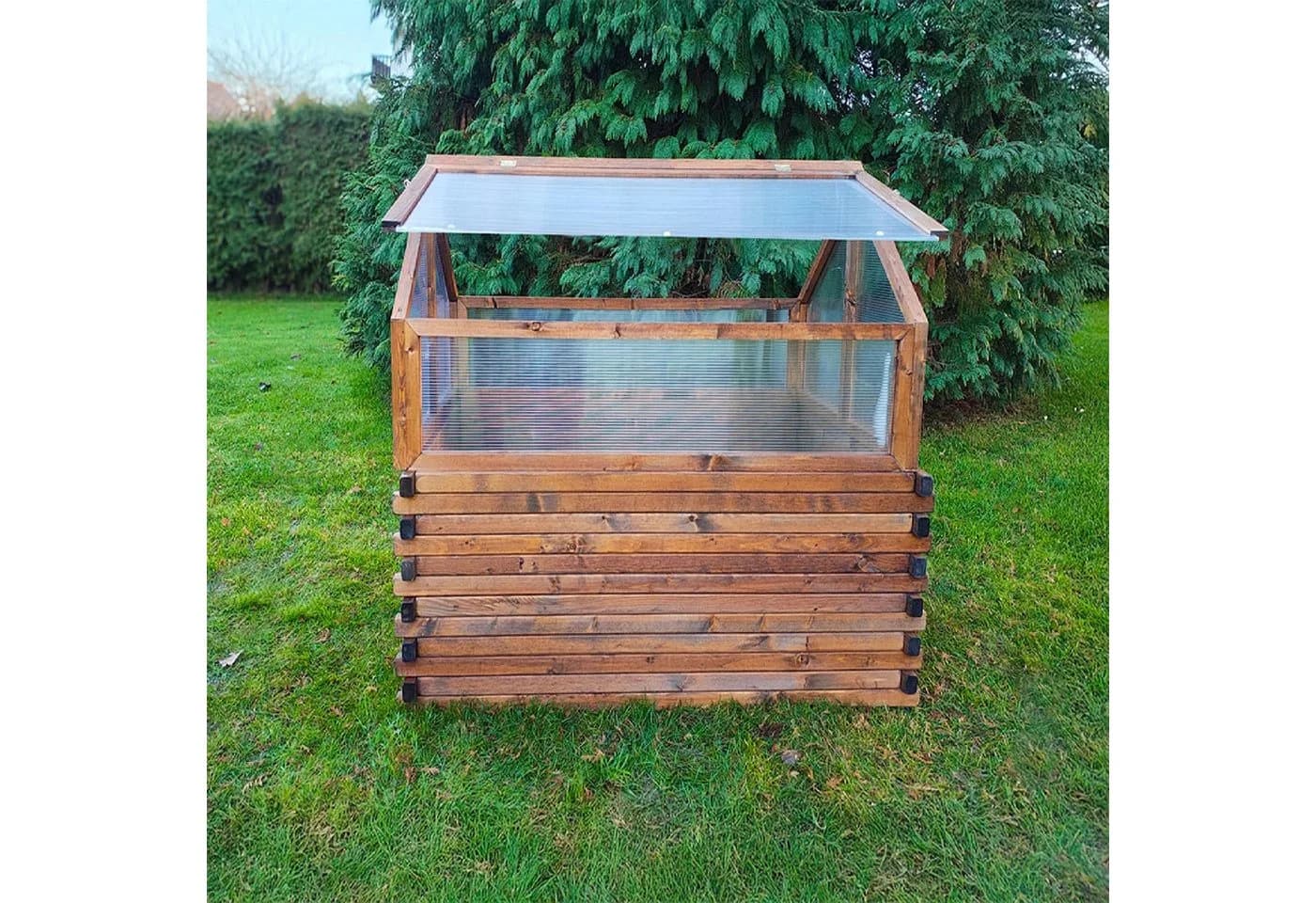 QLS Mini-Gewächshaus Timber aus Holz mit Polycarbonat