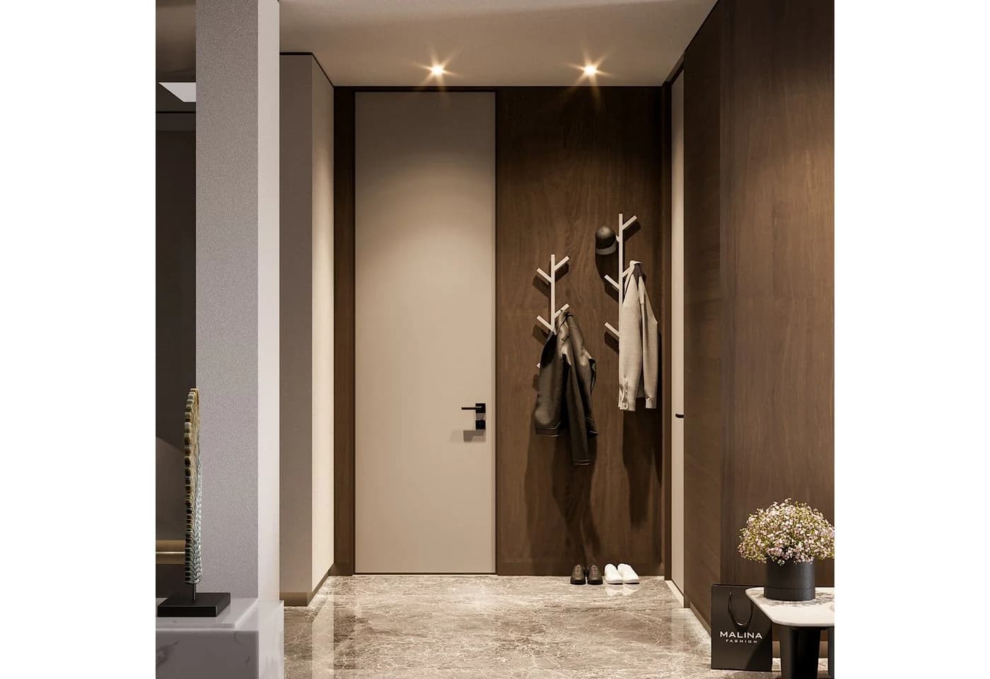 QLS Wandgarderobe aus Stahl – 6 Haken, inkl. Montageset