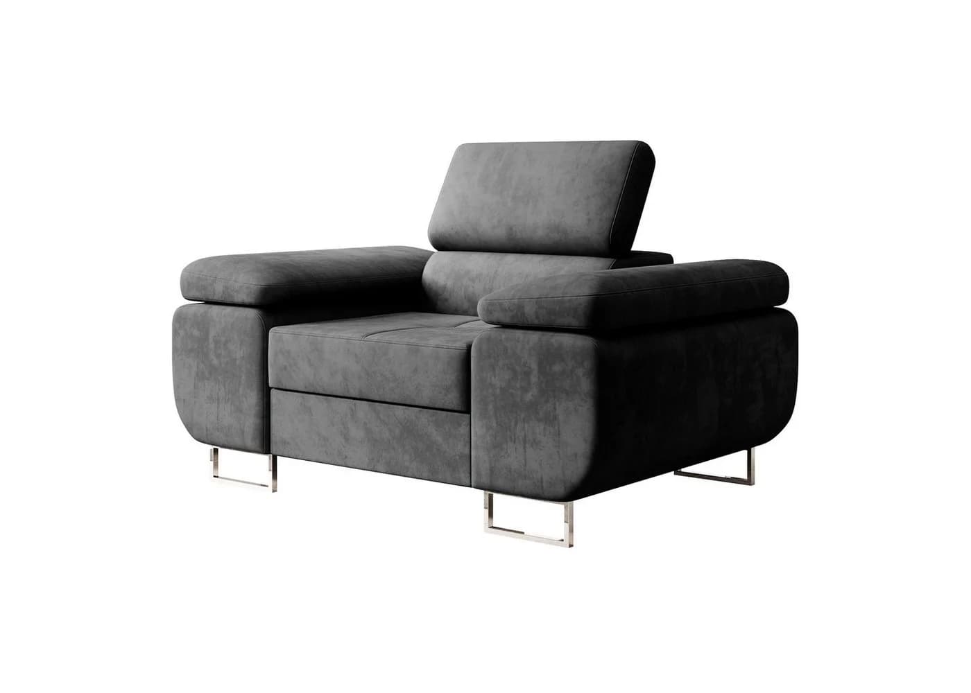 M-Punkt24 Big-Sofa Miami 3-Sitzer Grau Anthrazit mit Verstellbaren Kopfstützen - Bild 2