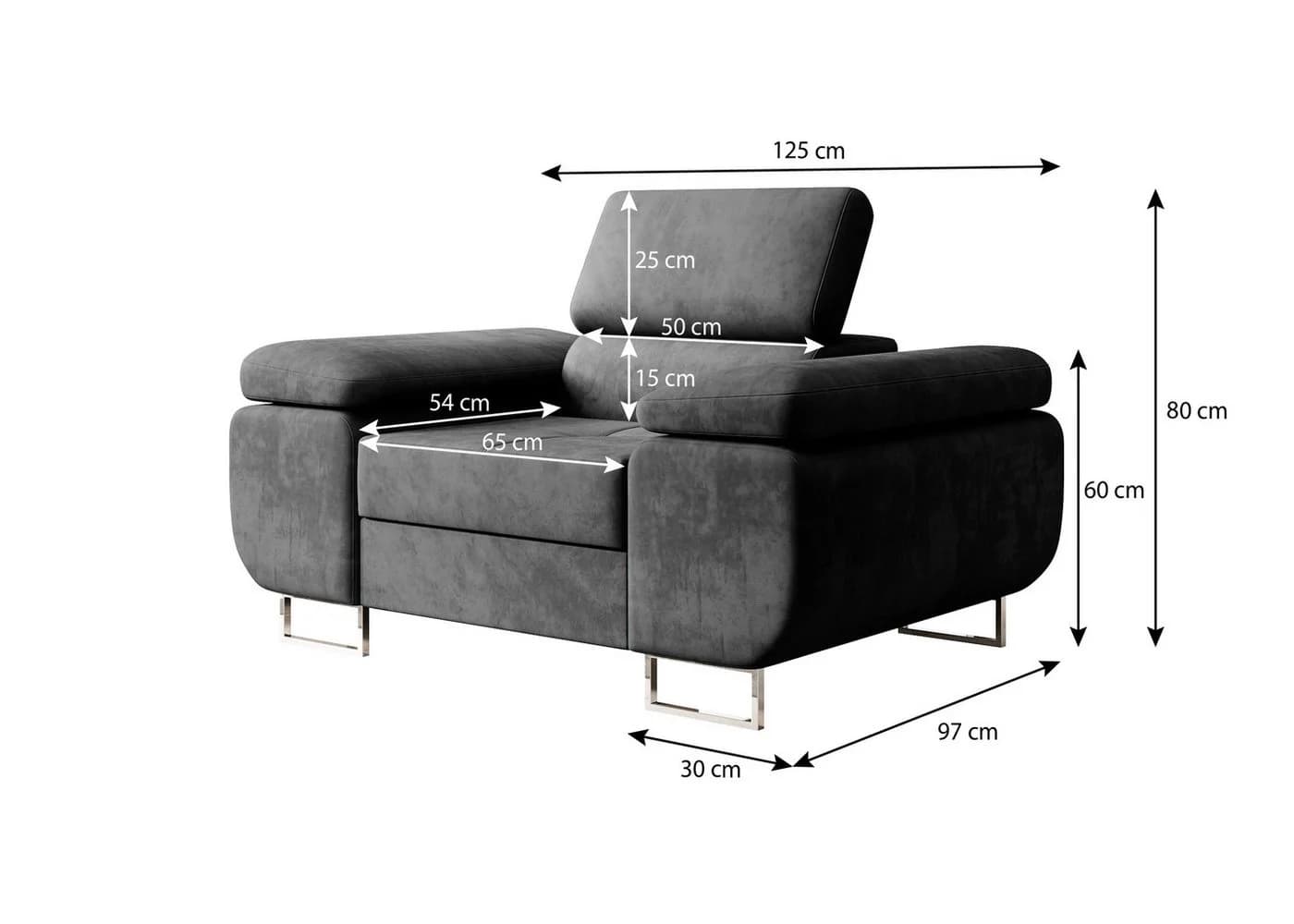 M-Punkt24 Big-Sofa Miami 3-Sitzer Grau Anthrazit mit Verstellbaren Kopfstützen - Bild 3