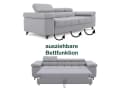 M-Punkt24 Polstergarnitur Sofa 3-2-1 mit Schlaffunktion, Samtstoff Silbergrau, mit Kopfteilverstellung / Rückenverstellung Bild 4