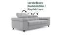 M-Punkt24 Polstergarnitur Sofa 3-2-1 mit Schlaffunktion, Samtstoff Silbergrau, mit Kopfteilverstellung / Rückenverstellung Bild 5