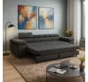 M-Punkt24 Polstergarnitur Sofa 3-2-1 mit Schlaffunktion, Samt Anthrazit Bild 3