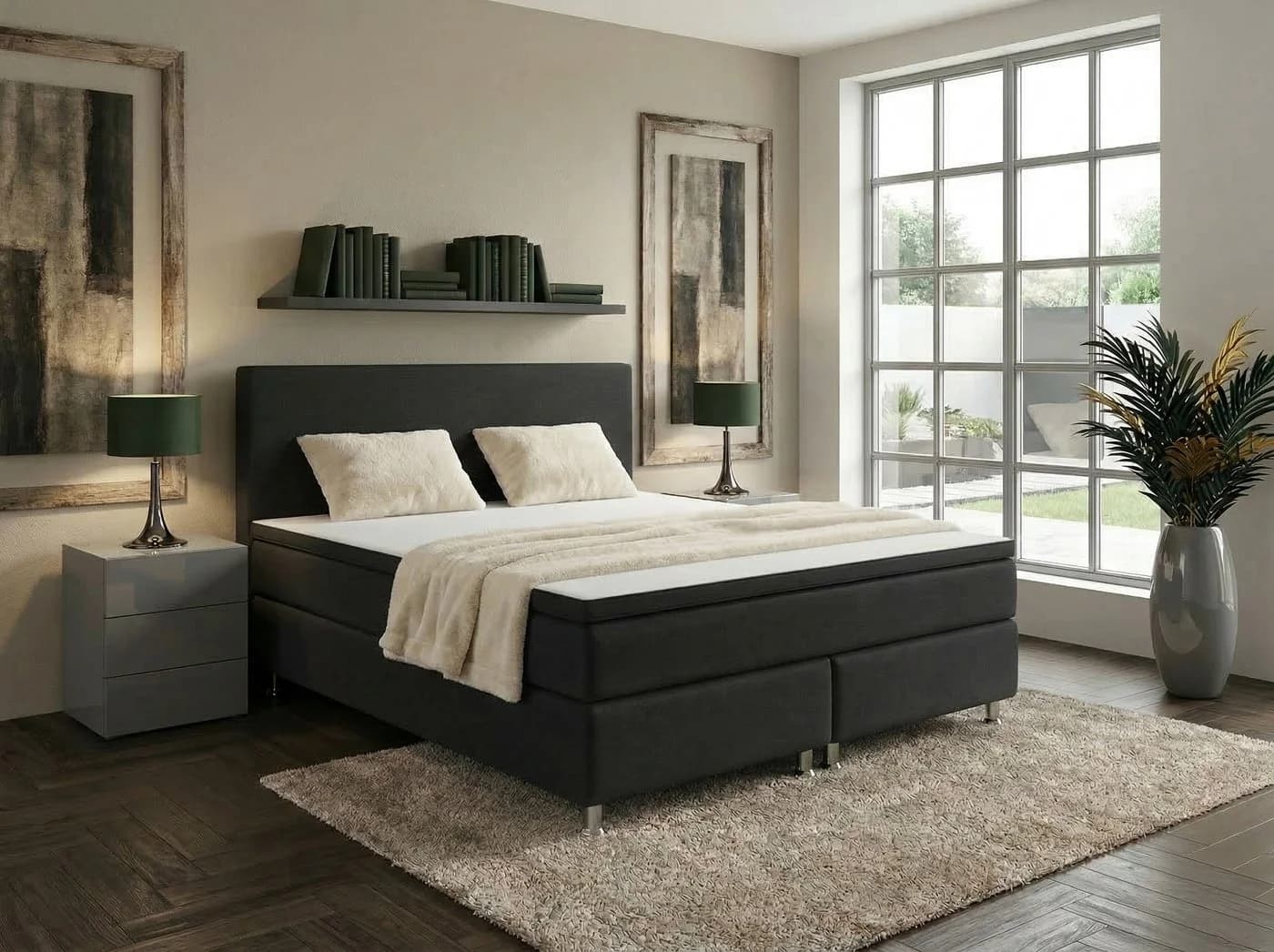 M-Punkt24 Boxspringbett MILANO Grau/Anthrazit mit 7-Zonen Matratze & Topper - Bild 2