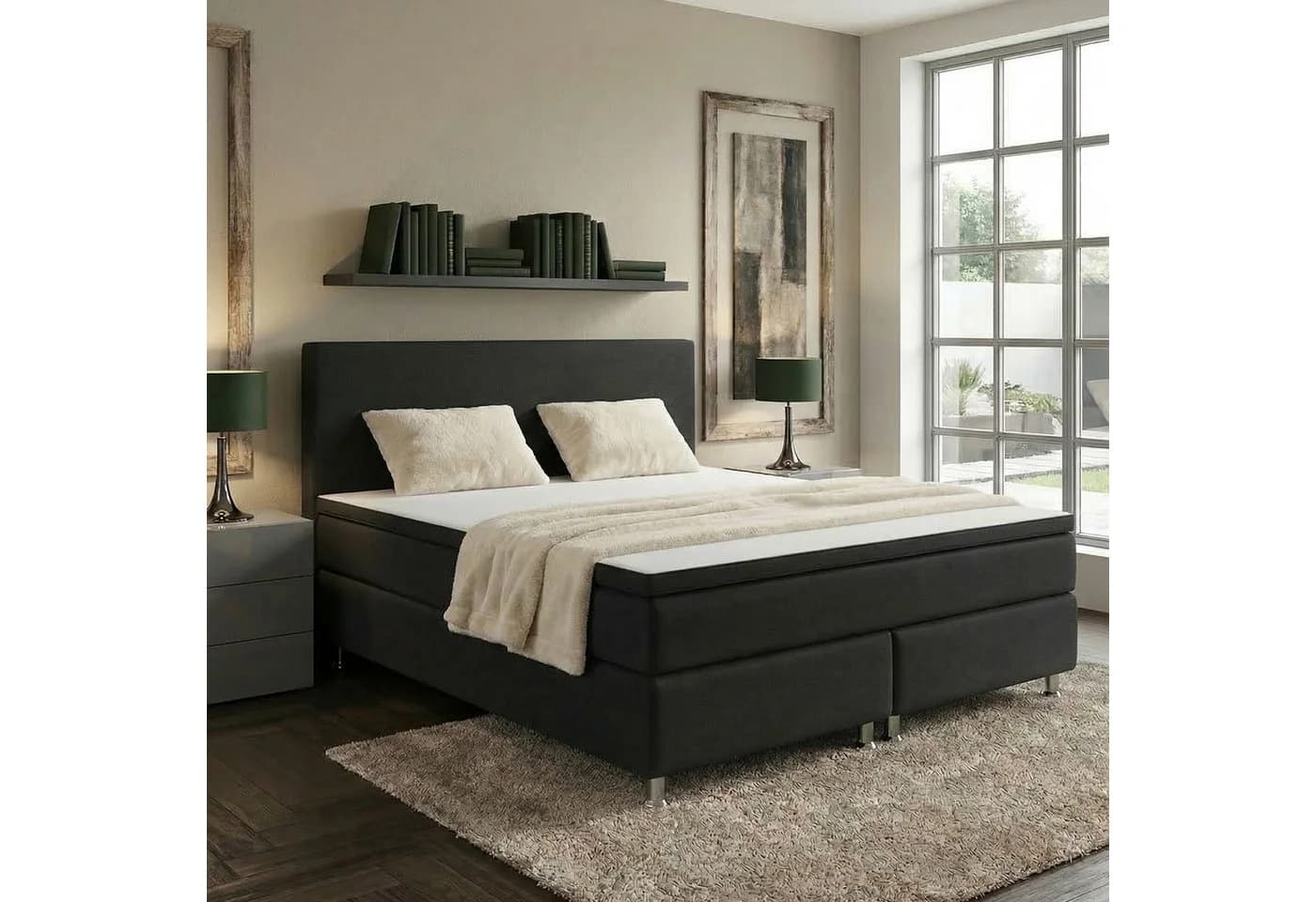 M-Punkt24 Boxspringbett MILANO Grau/Anthrazit mit 7-Zonen Matratze & Topper - Bild 3