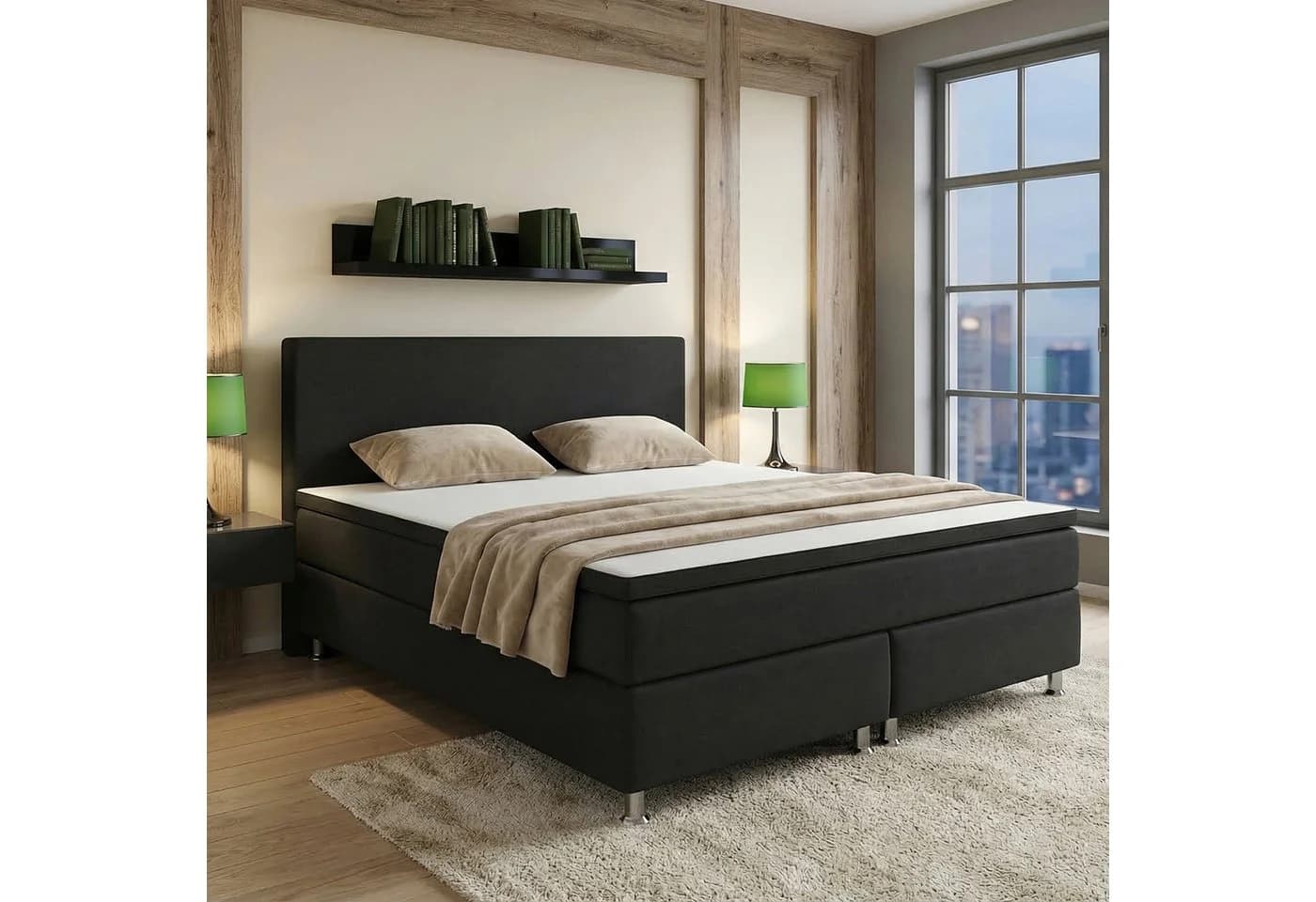 M-Punkt24 Boxspringbett MILANO Grau/Anthrazit mit 7-Zonen-Matratze & Topper - Bild 3