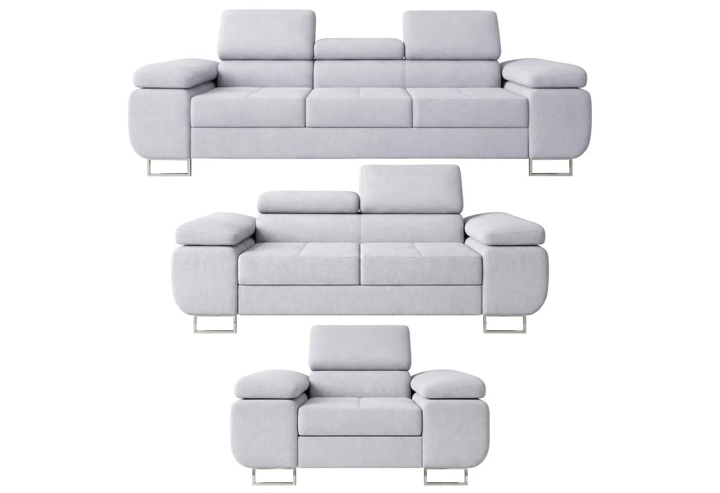 M-Punkt24 Polstergarnitur DUBAI 3-2-1 Samt Sofa mit Schlaffunktion Silbergrau - Bild 2
