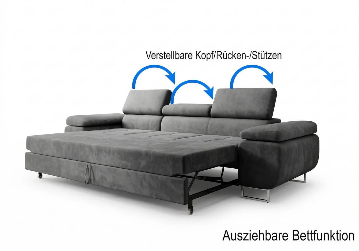 M-Punkt24 Polstergarnitur DUBAI 3-3-1 Samt Anthrazit mit Schlaffunktion - Bild 4