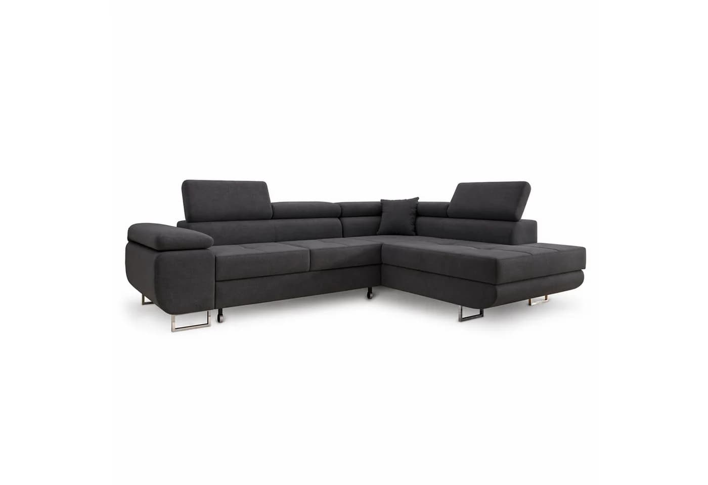 M-Punkt24 Ecksofa DUBAI Samt Anthrazit mit Schlaffunktion & Bettkasten