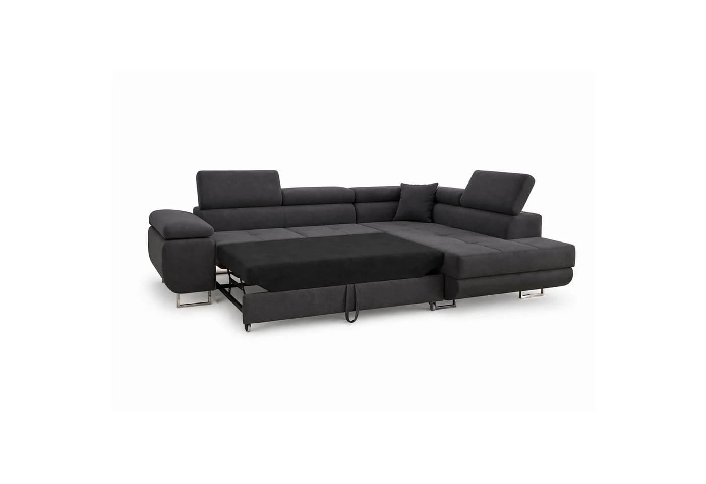 M-Punkt24 Ecksofa DUBAI Samt Anthrazit mit Schlaffunktion & Bettkasten - Bild 4