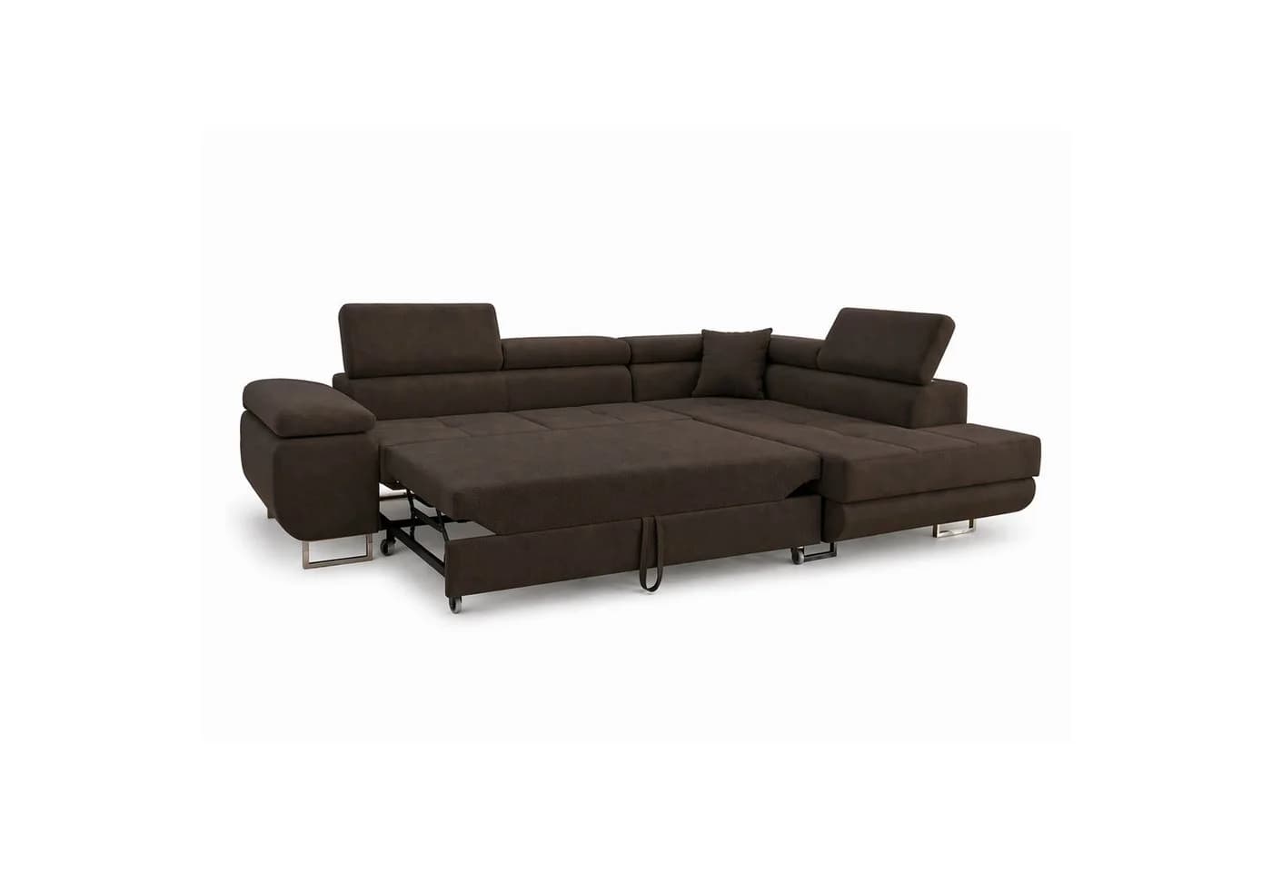 M-Punkt24 Ecksofa DUBAI Samt Braun mit Schlaffunktion & Bettkasten - Bild 4