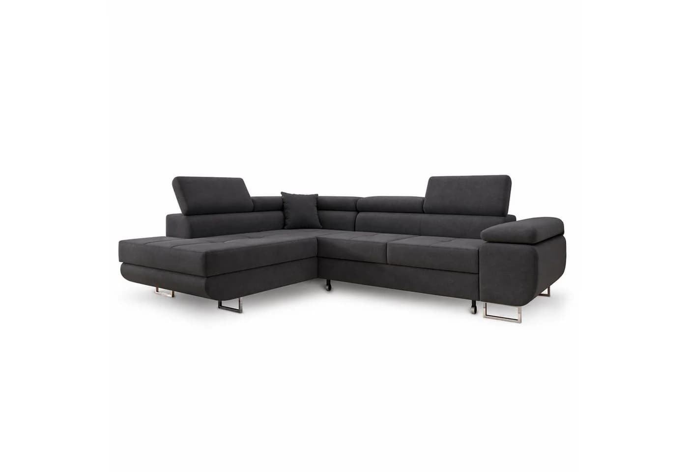 M-Punkt24 Ecksofa DUBAI Samt Anthrazit mit Schlaffunktion und Bettkasten